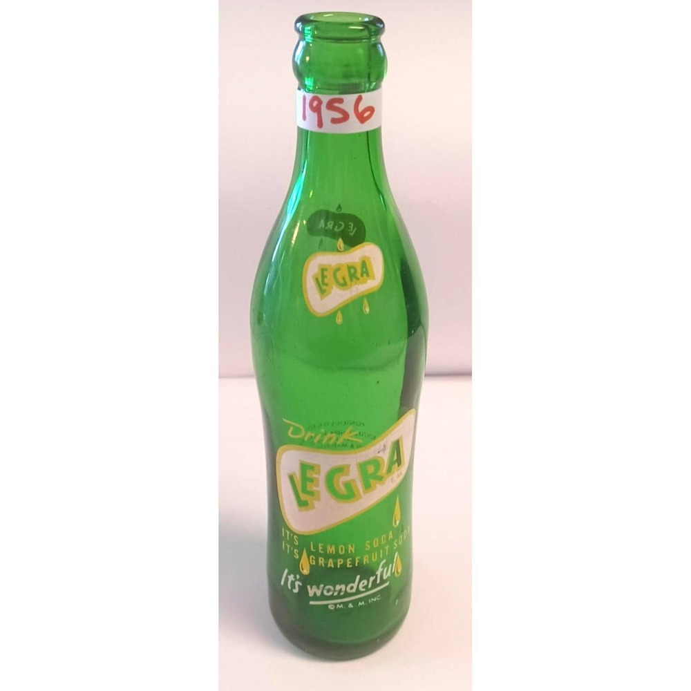 VTG 1956 Legra Lemon Grapefruit Soda Bottle Green Glass Mason & Mason Chicago